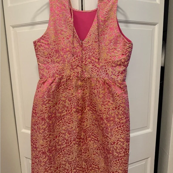 J. Crew Pink and Gold Halter Sundress for Wedding